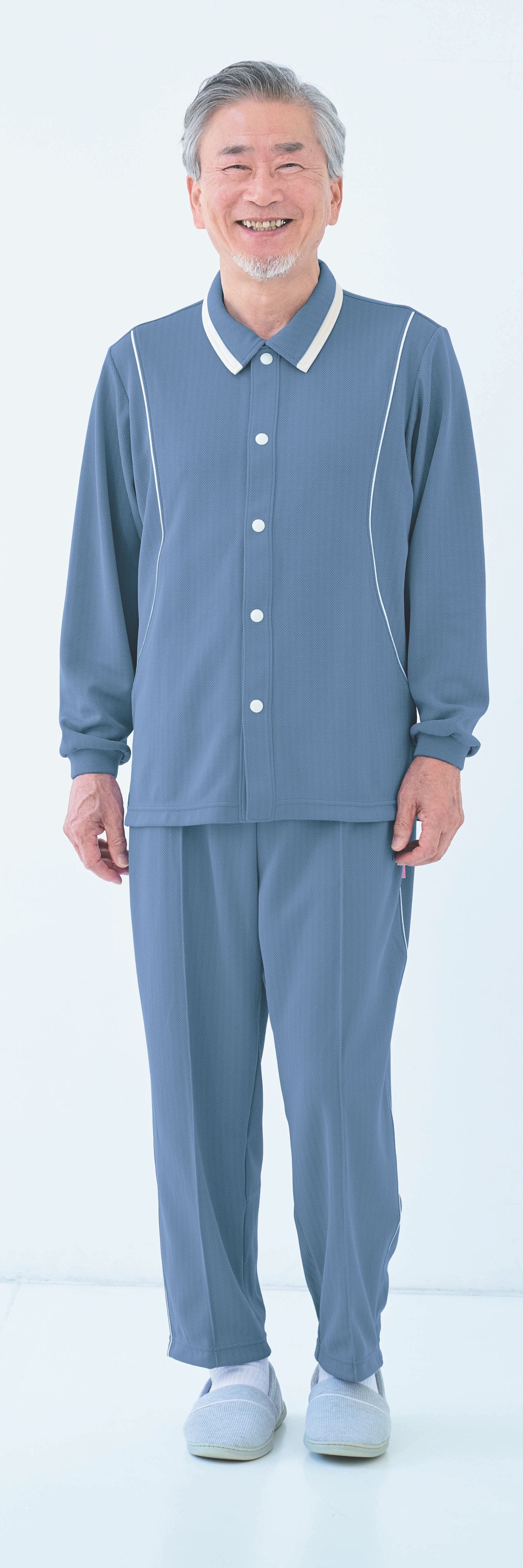 品番： CR832 】 男女兼用 前開きシャツ 高齢者ウエア パジャマ 通年