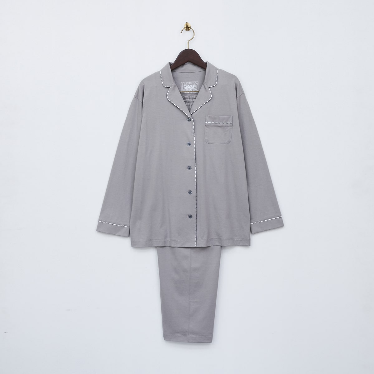 80/2プレーンジャージパジャマセット(レディース・グレー／メンズ