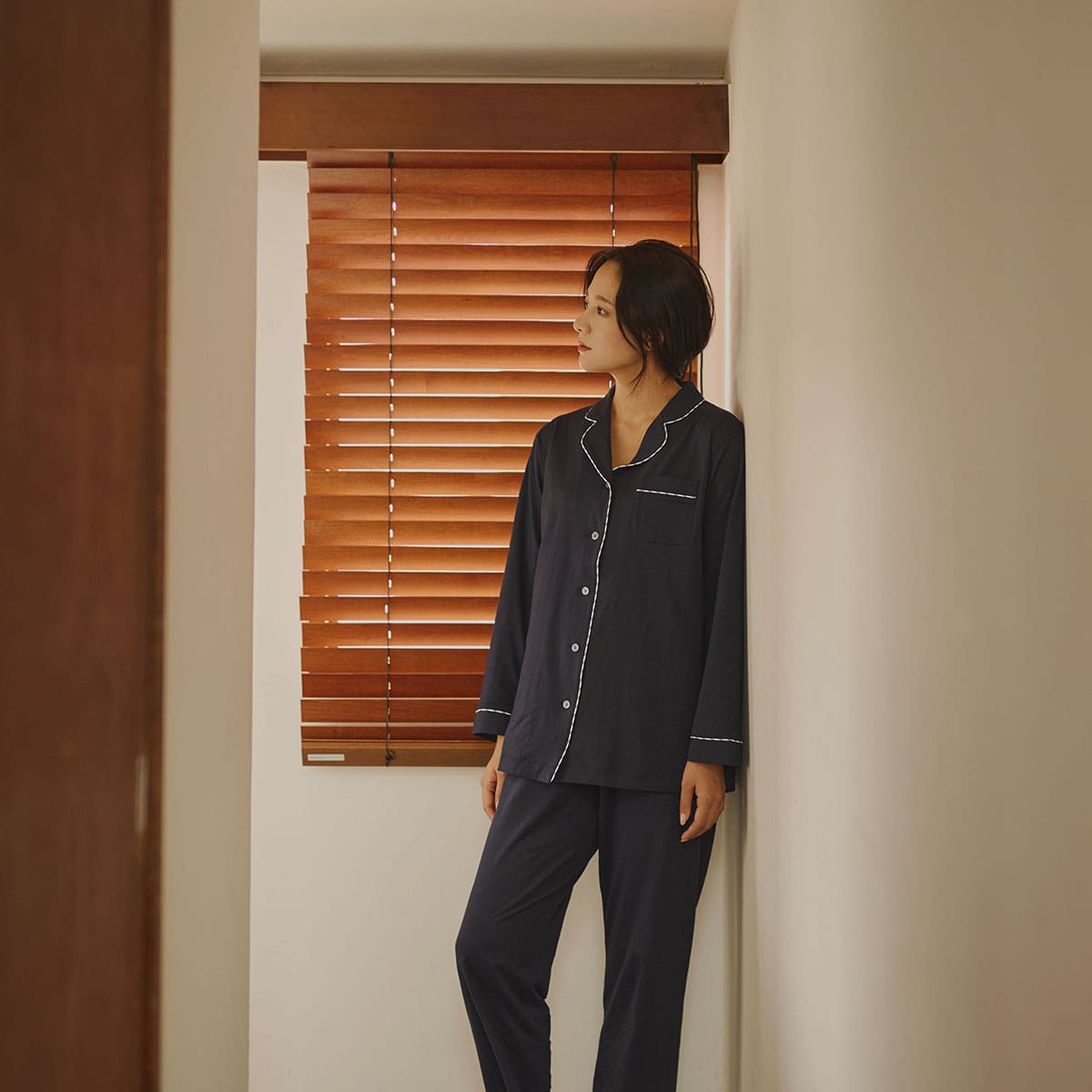 80/2 プレーンジャージレディースパジャマ(36(S) ネイビー): ウェア