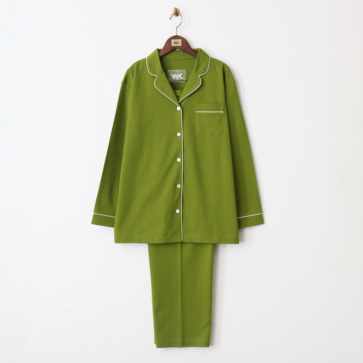 80/1ダブルジャージ レディースパジャマ(38(M) リーフグリーン