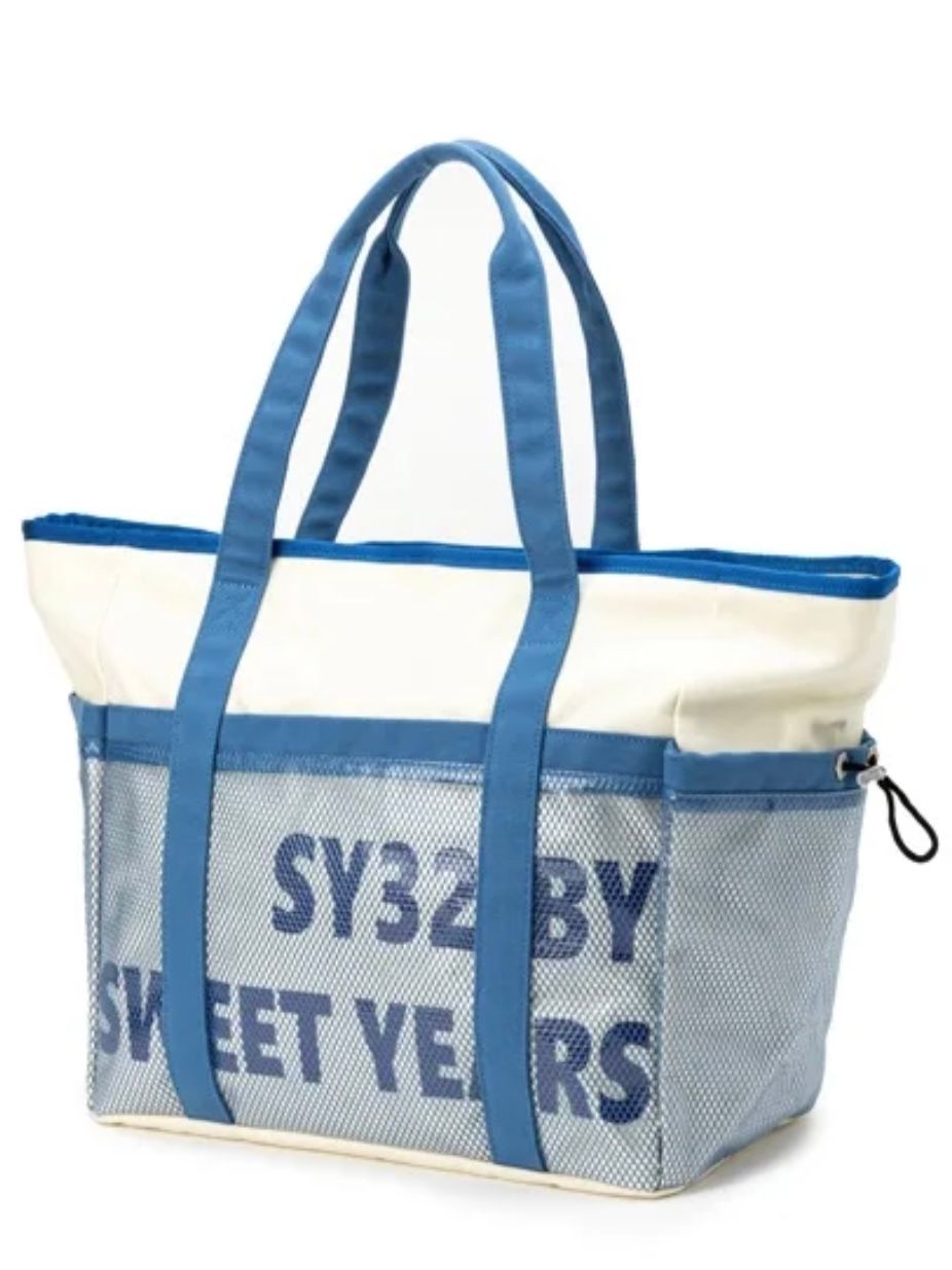 SY32 by SWEET YEARS GOLF - GARDEN TOTE BIG BAG / ホワイト×ブルー