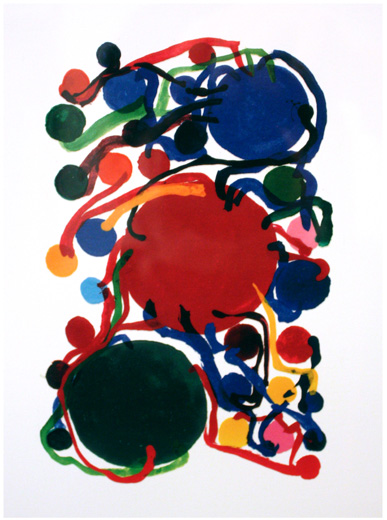 青、赤、緑の丸と小さな丸たち|田中敦子Atsuko Tanaka