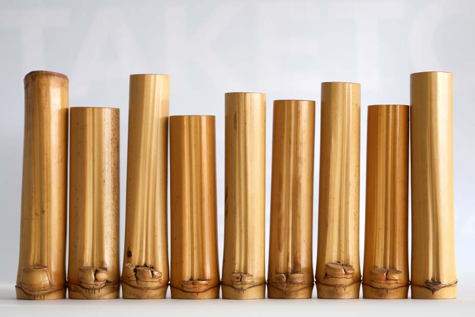 亀甲竹一輪挿し【訳ありアウトレットSALE】シミやキズ、割れありどの