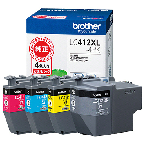 たのめーる】ブラザー インクカートリッジ 4色パック 大容量 LC412XL