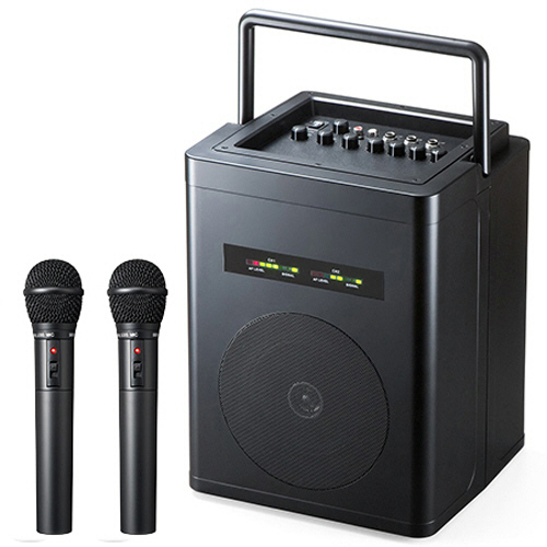 たのめーる】サンワダイレクト PAシステム ワイヤレスマイク2本つき