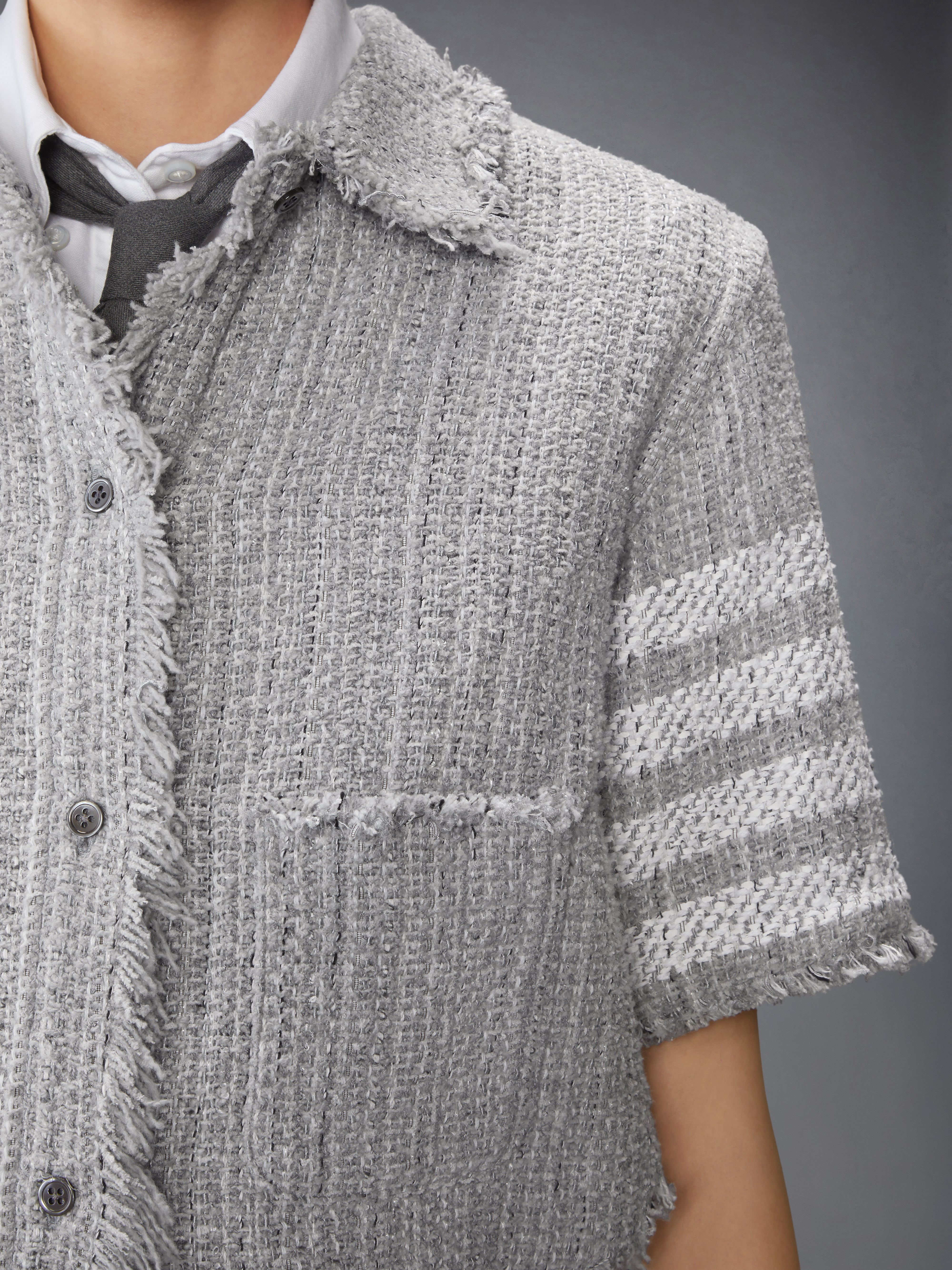 ソリッドツイード 4BAR クロップ シャツ ジャケット | Thom Browne