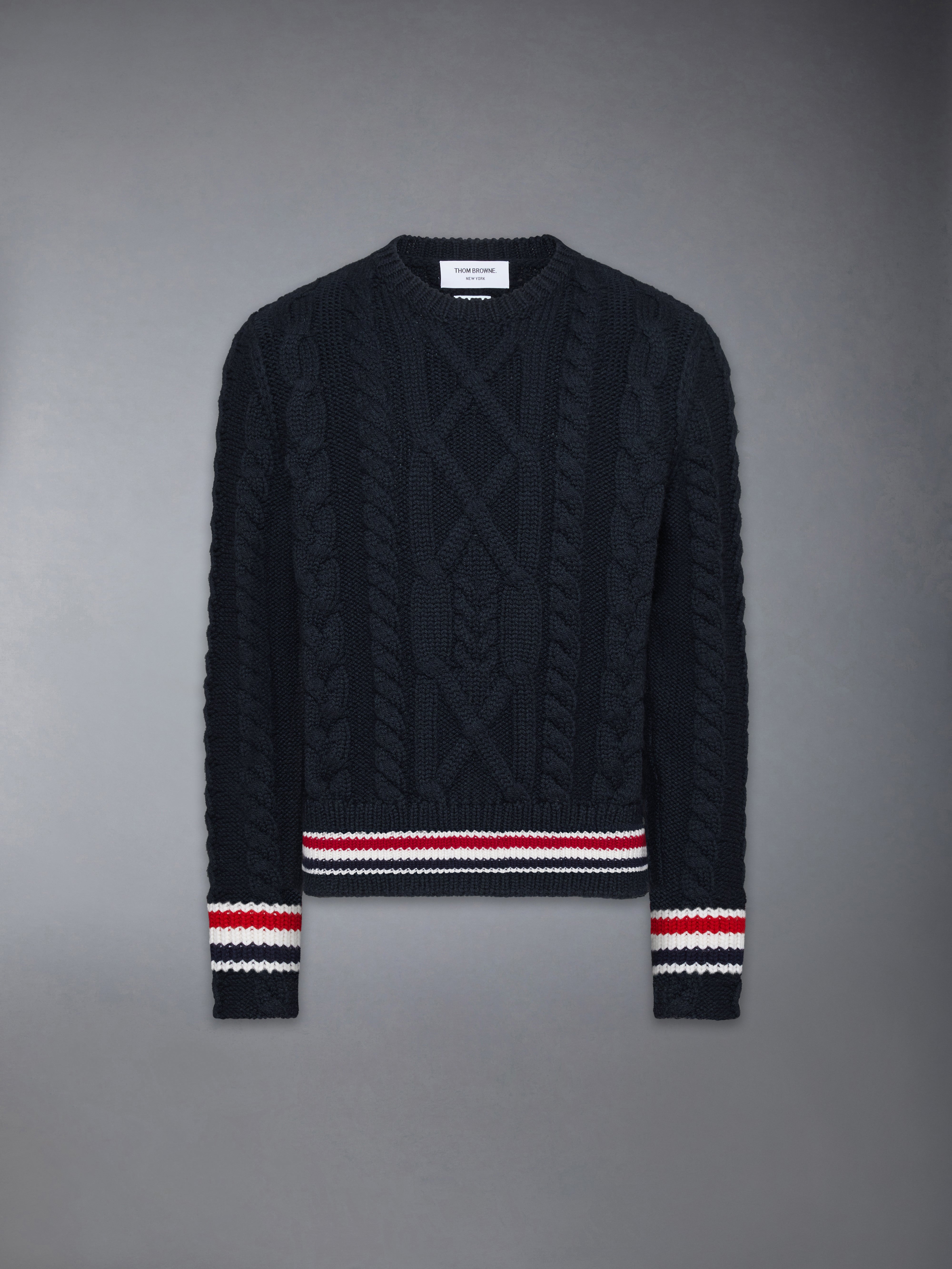 Aran Cable Stitch Merino Wool Pullover | Thom Browne