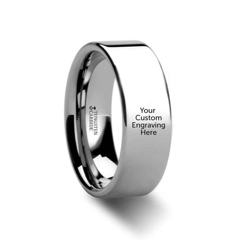 Custom Image Engraving Polished Tungsten Engraved Ring Jewelry