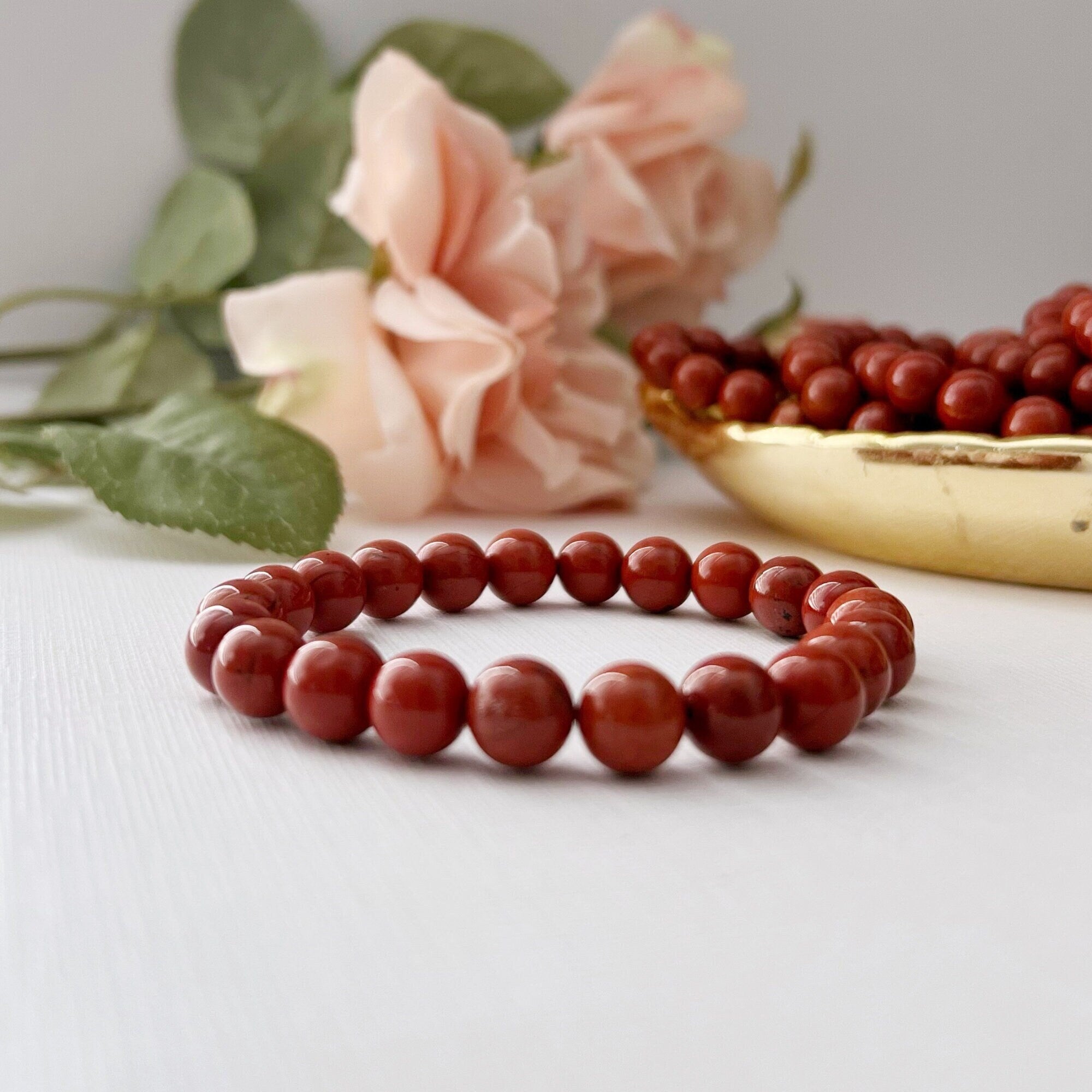8mm Red Jasper Beaded Bracelet | The Stone Sanctuary