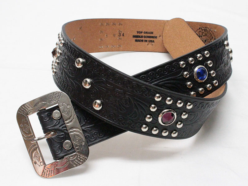 ⭐️ACE WESTERN BELTS⭐️エンボス⭐️ブラック(茶芯)レザー⭐️34