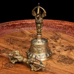 密教法具・金剛鈴（ガンター）と金剛杵（ヴァジュラ）のセット【11cm