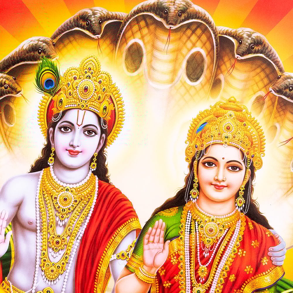 約64cm×約45.5cm〕インドのヒンドゥー神様ポスター - クリシュナ