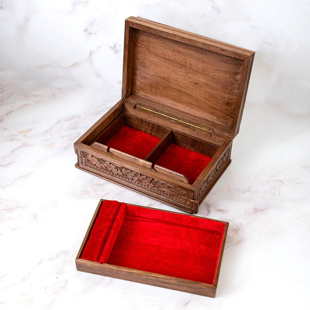 1点もの】カシミールの細密彫刻 ジュエルボックス からくり仕掛け