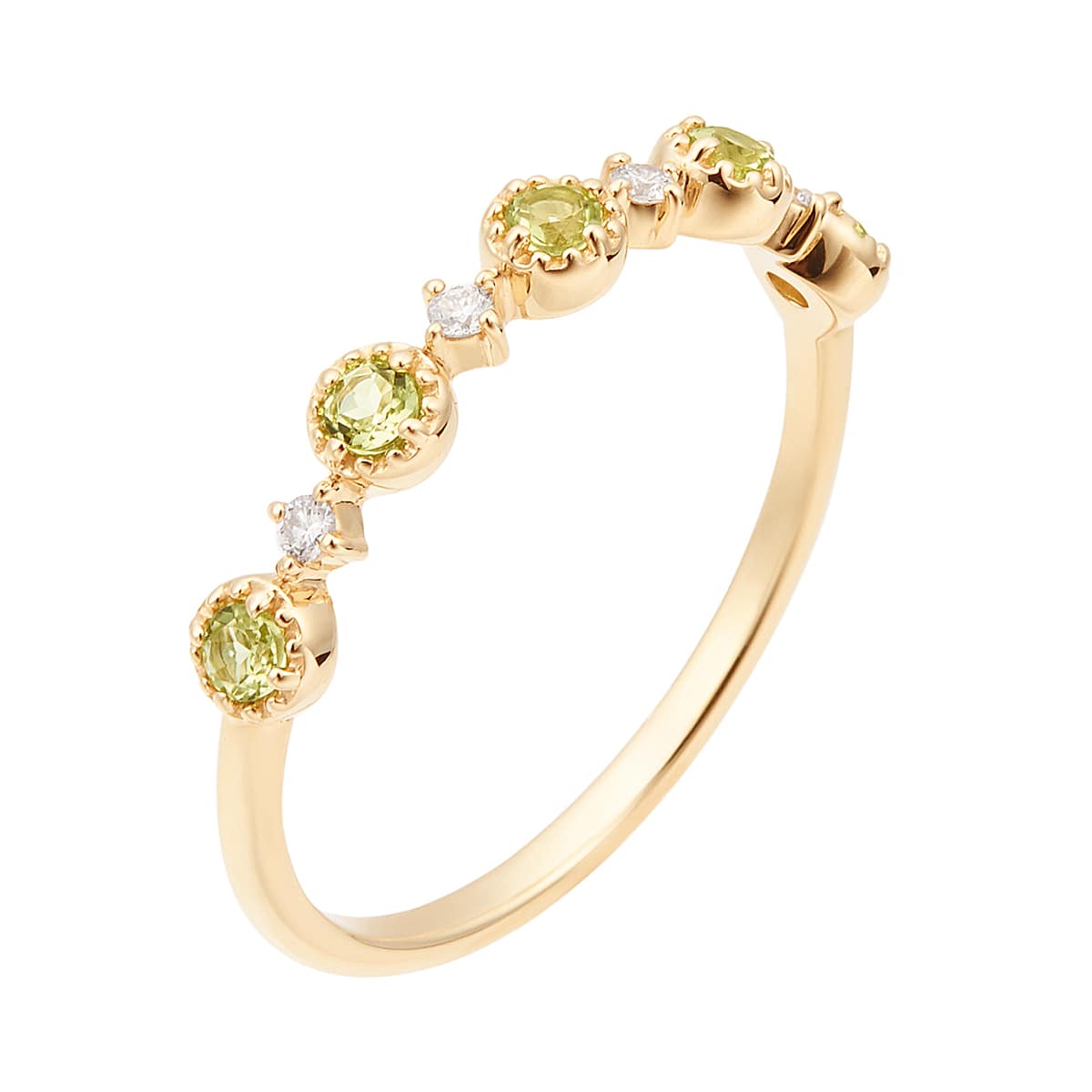K10イエローゴールドペリドットリング(RFR159-002)|TSUTSUMI