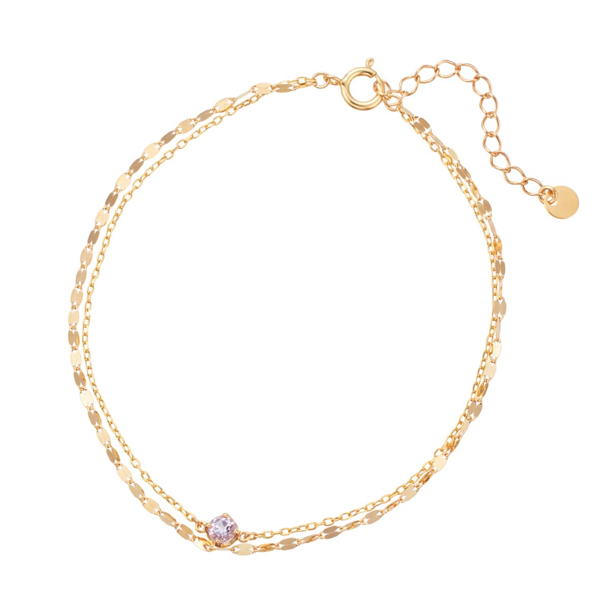 K10イエローゴールドライトアメシストブレスレット(RBL654)|TSUTSUMI