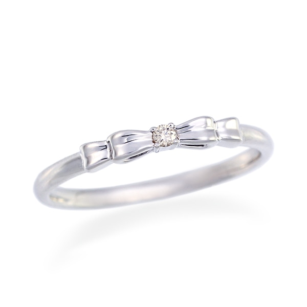 K10ホワイトゴールドダイヤモンドリング（ピンキーリング）(RFR129-001