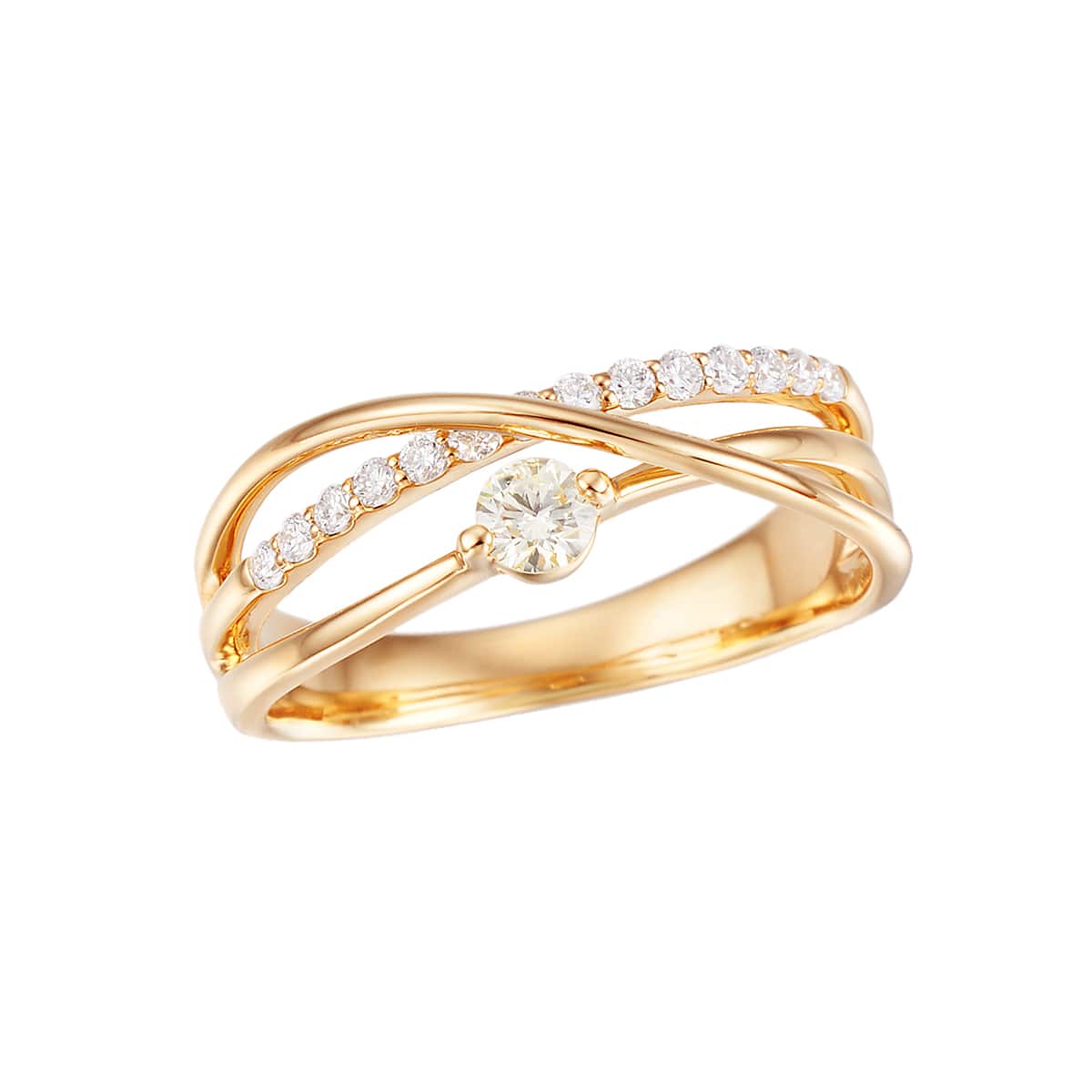 K18イエローゴールド鑑定書付ダイヤモンドリング（0.12カラット