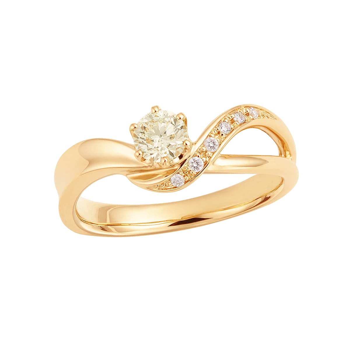 K18イエローゴールド鑑定書付ダイヤモンドリング（0.17カラット