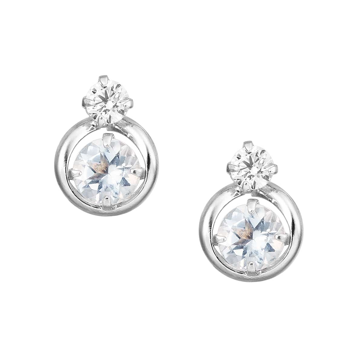 K10ホワイトゴールドアクアマリンピアス(RPE725-003)|TSUTSUMI