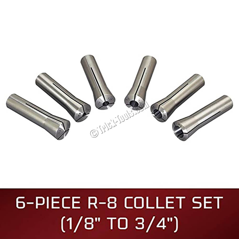 650132, JET 6-piece R-8 Collet Set, 1/8 to 3/4 inch