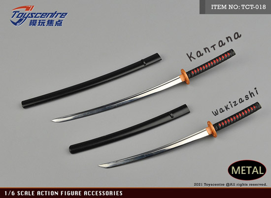 TOYSCENTRE】TCT-018 1/6 Katana & Wakizashi Set メタル製 刀 脇差 2
