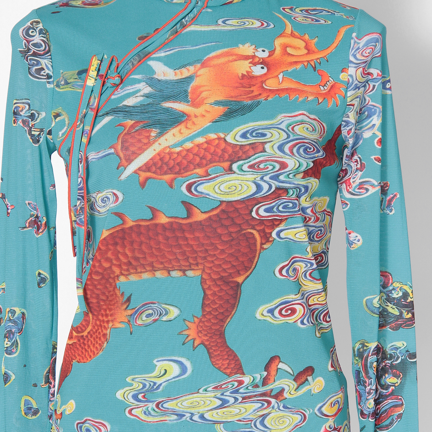 Ceramic dragon print on stretch net ブラウス｜VIVIENNE TAM