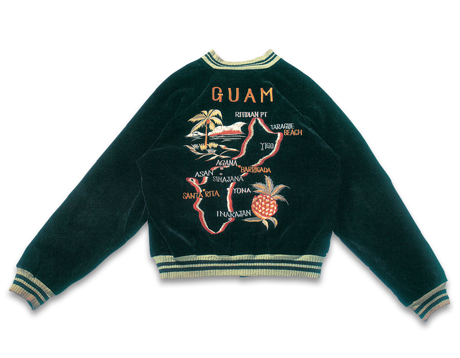 VINTAGE SOUVENIR JACKET MUSEUM - “PALM TREE , PINEAPPLE & GUAM MAP