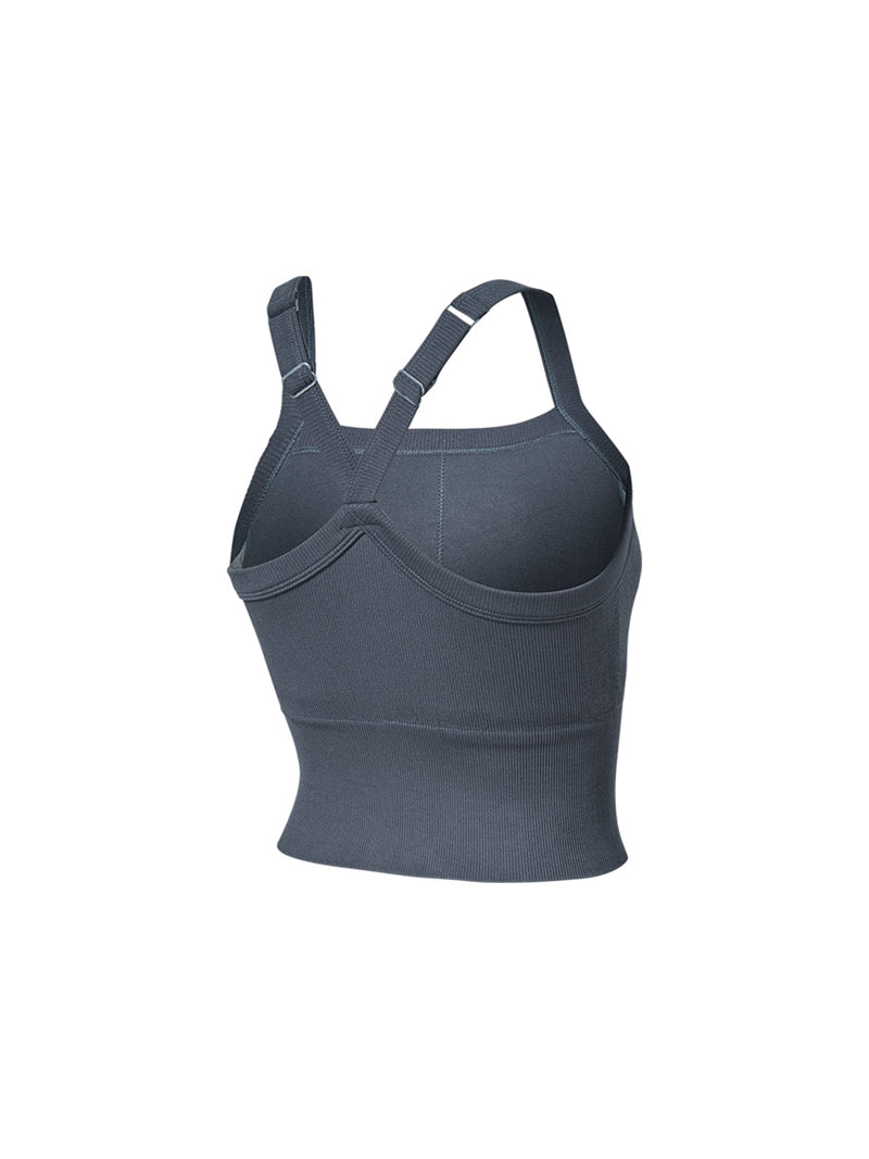 リブ シームレス ロゴ入り クロップド丈 ブラトップ