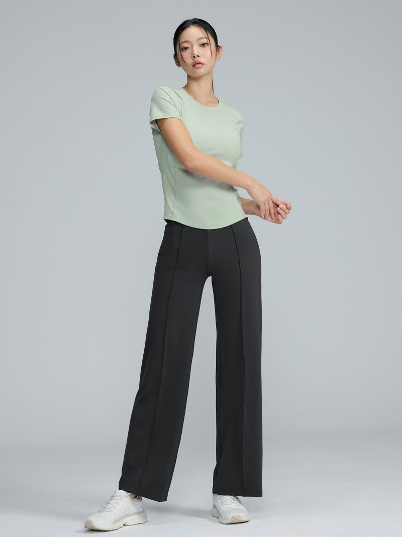 コンフォートファイン ピンタック入り ワイドパンツ ショート丈 & ロング丈