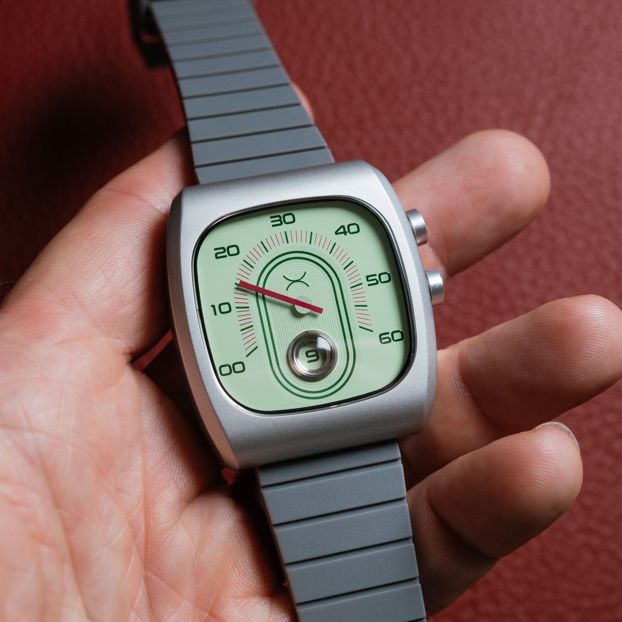 Retroscope Jump Hour Mint Ruby | Xeric.com – Xeric Watches