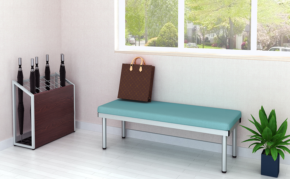 ロビーチェア ベンチ 2人掛け 長椅子 背もたれなし 幅1200×奥行450×高