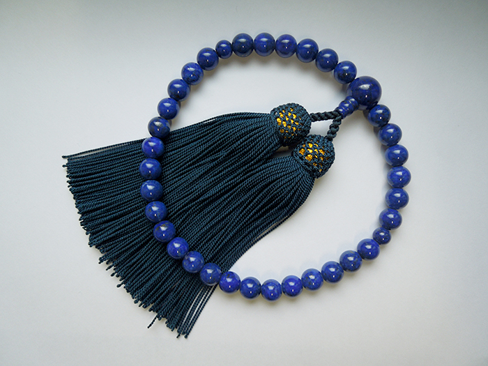 ラピスラズリ尺二丸片手鉄紺二五房共仕立 お数珠の安田念珠店へ