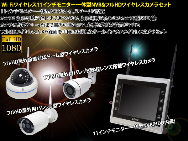 YKS-IK1104WFHD-S Wi-Fiワイヤレス11インチモニター一体型NVR&フルHD