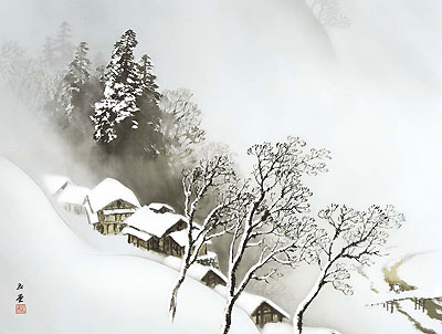 川合玉堂作 日本の名画 吹雪