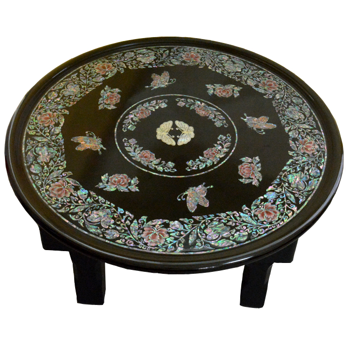 韓国漆塗り丸角お膳(中) テーブル・お膳丸型 夢市場本店【韓国