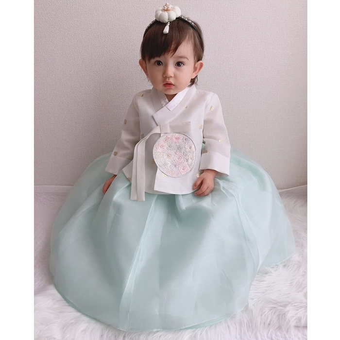 チマチョゴリセットmミント(身長78～80cm 1号サイズ) セット 夢市場