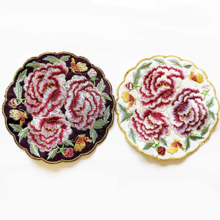 韓国 伝統 刺繍 ワッペン ホ 牡丹と蝶 中サイズ チョゴリ ベスト