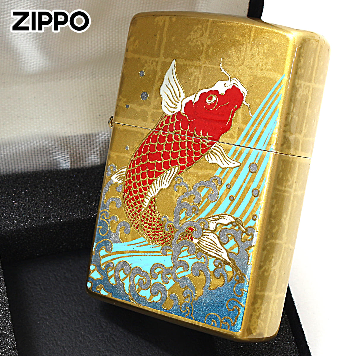Zippo ジッポー 本金蒔絵 鯉 カープ 伝統工芸 和柄 ゴールドタンク