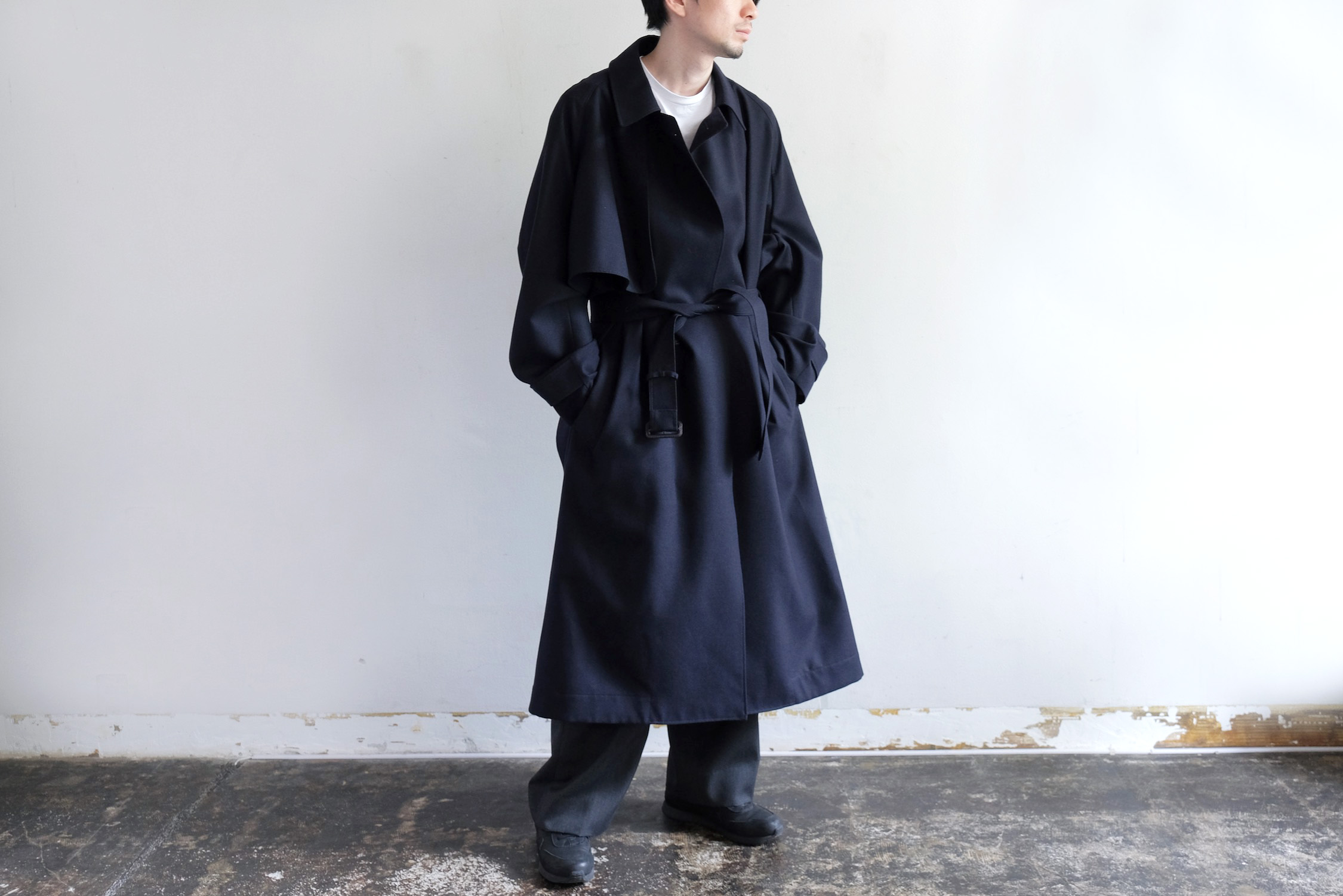 MILLED FLANNEL TRENCH COAT - WUNDER