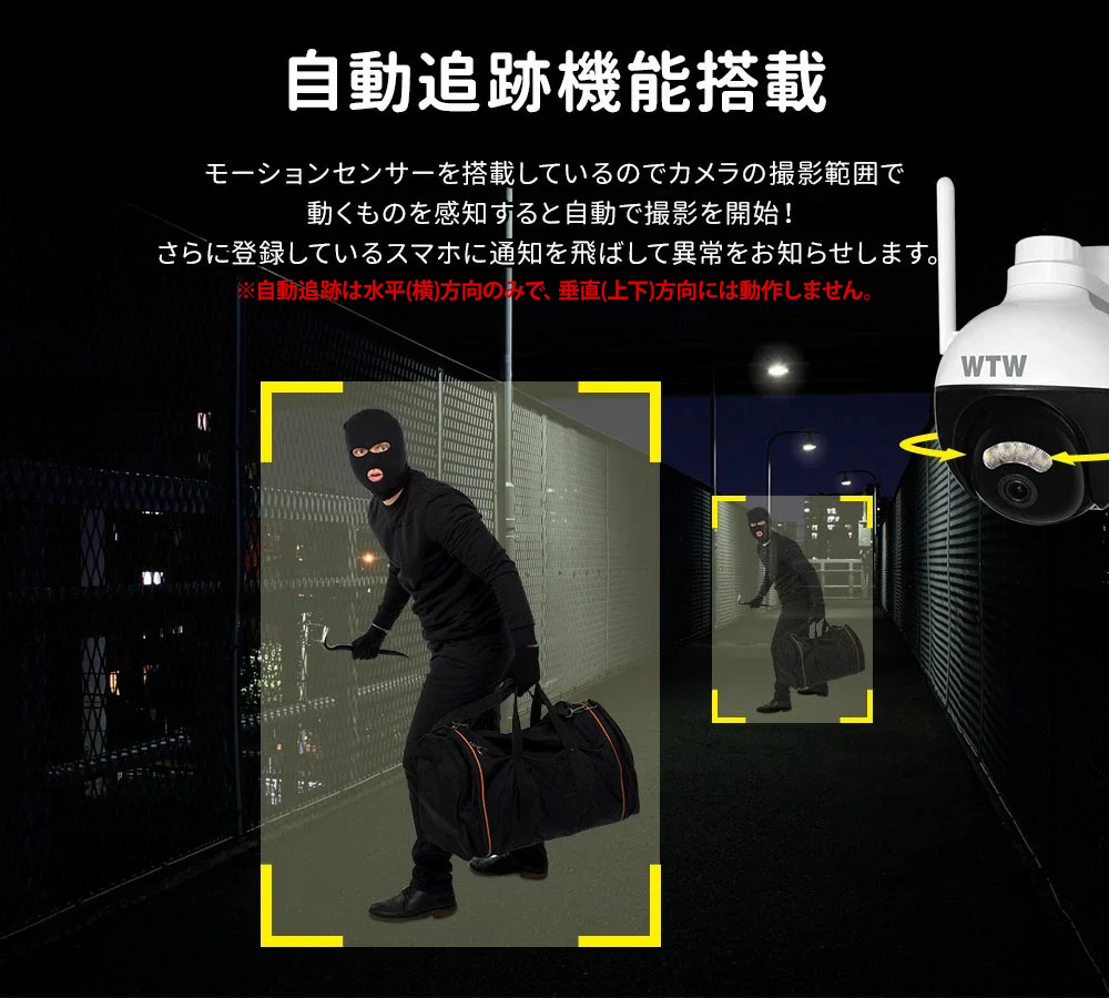防犯カメラ WIFI PTZ 防犯灯カメラ WTW-IPW2294T【WTW 塚本無線】