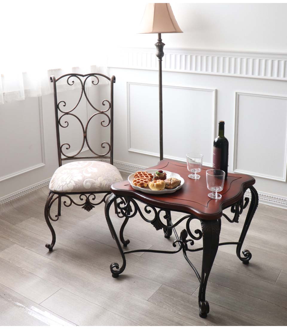 アイアン製 アンティーク調 スクエアテーブル 猫脚 サイドテーブル