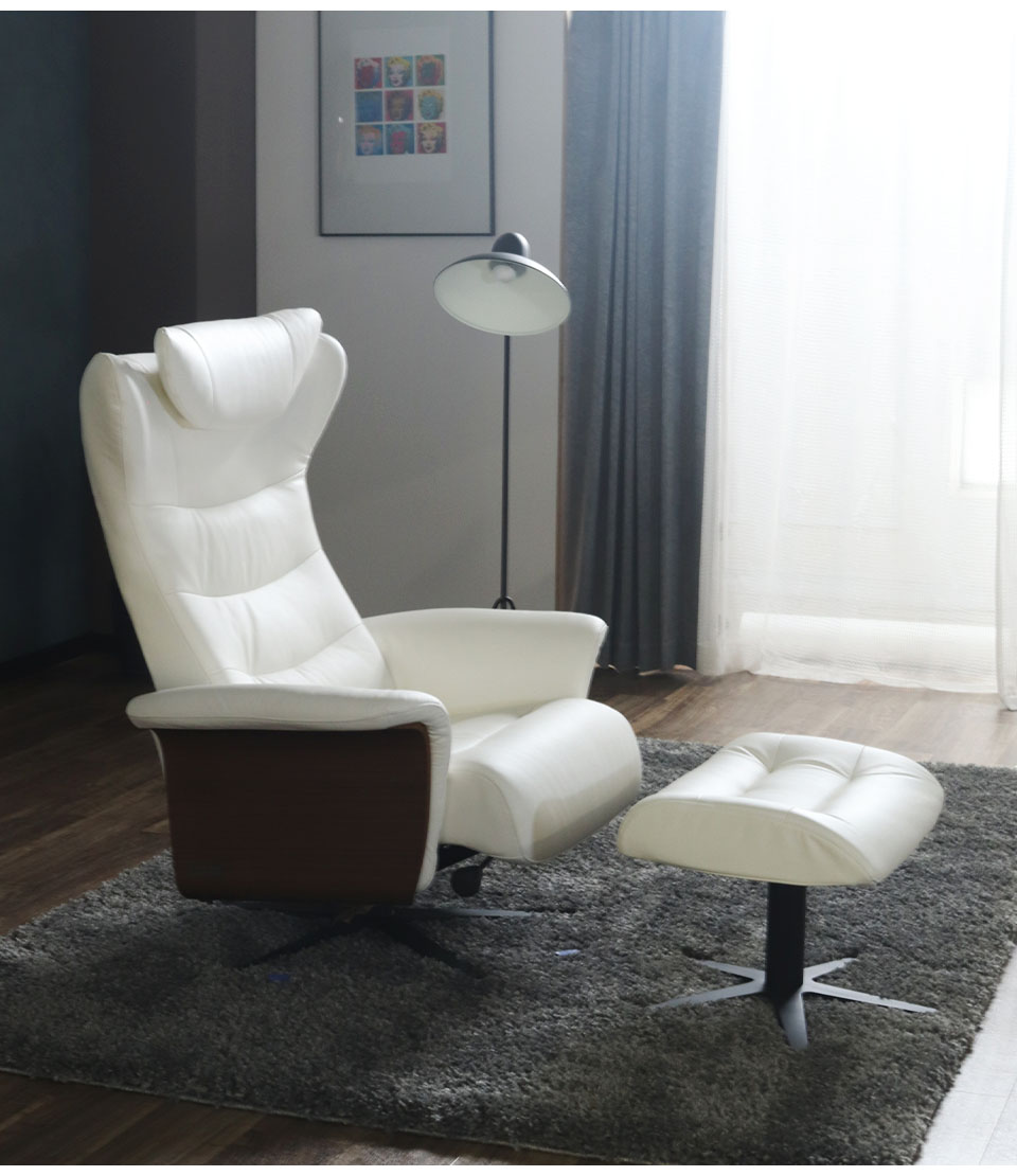 高級 本革 パーソナルチェア ソファ リクライニング オットマン付き
