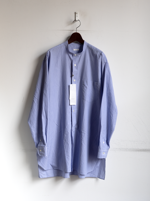 COMOLI バンドカラーシャツ SAX STRIPE | 大阪心斎橋のメンズ洋服の