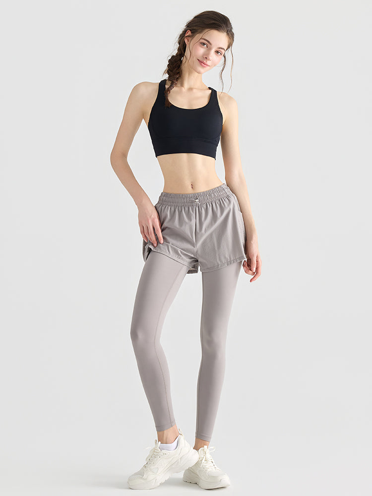 ショートパンツ付きレギンス ポケット付き