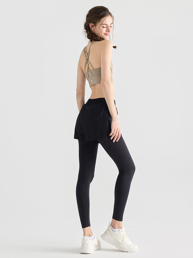 ショートパンツ付きレギンス ポケット付き