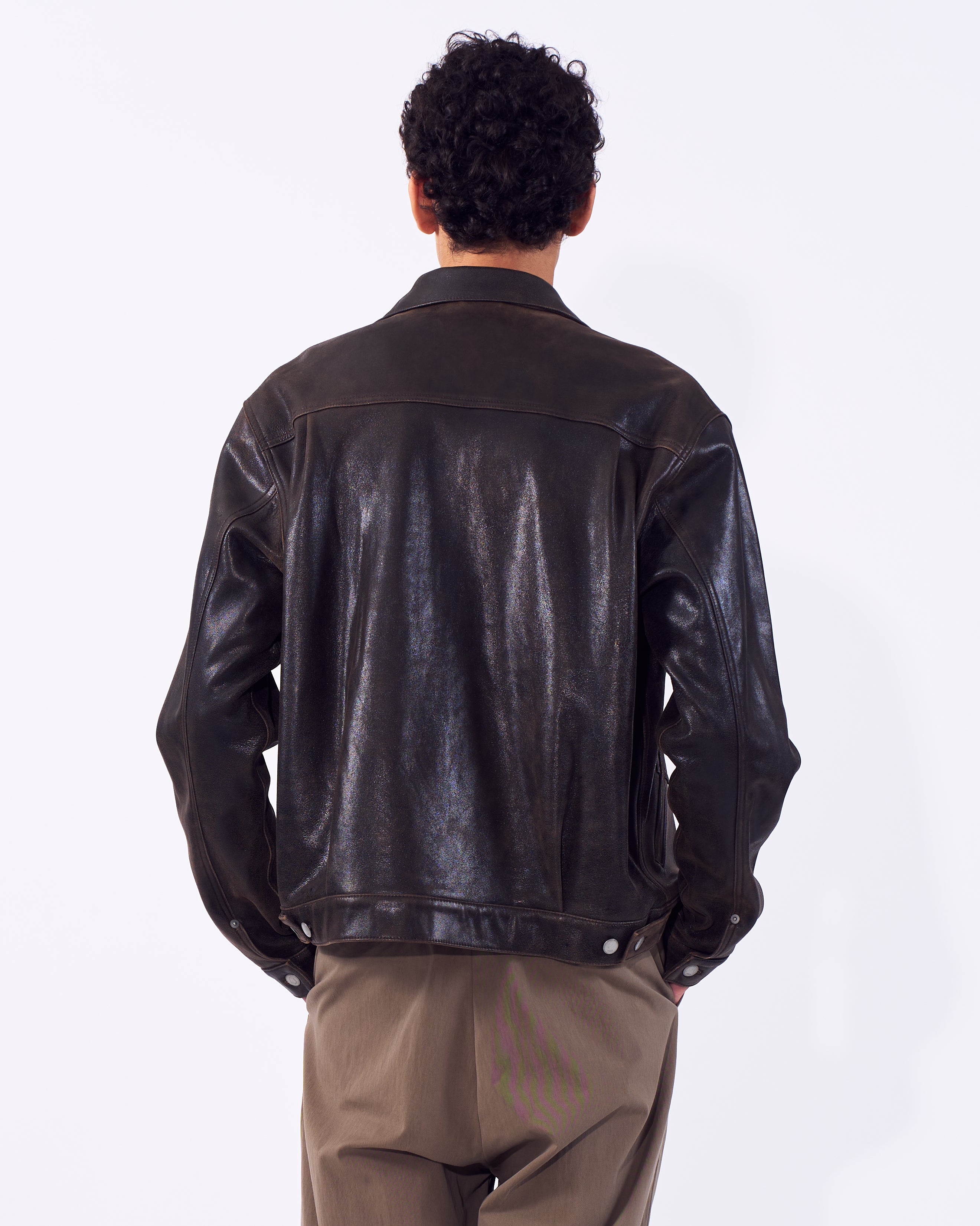 Cracked Leather Trucker Jacket | YOKE Official Website
