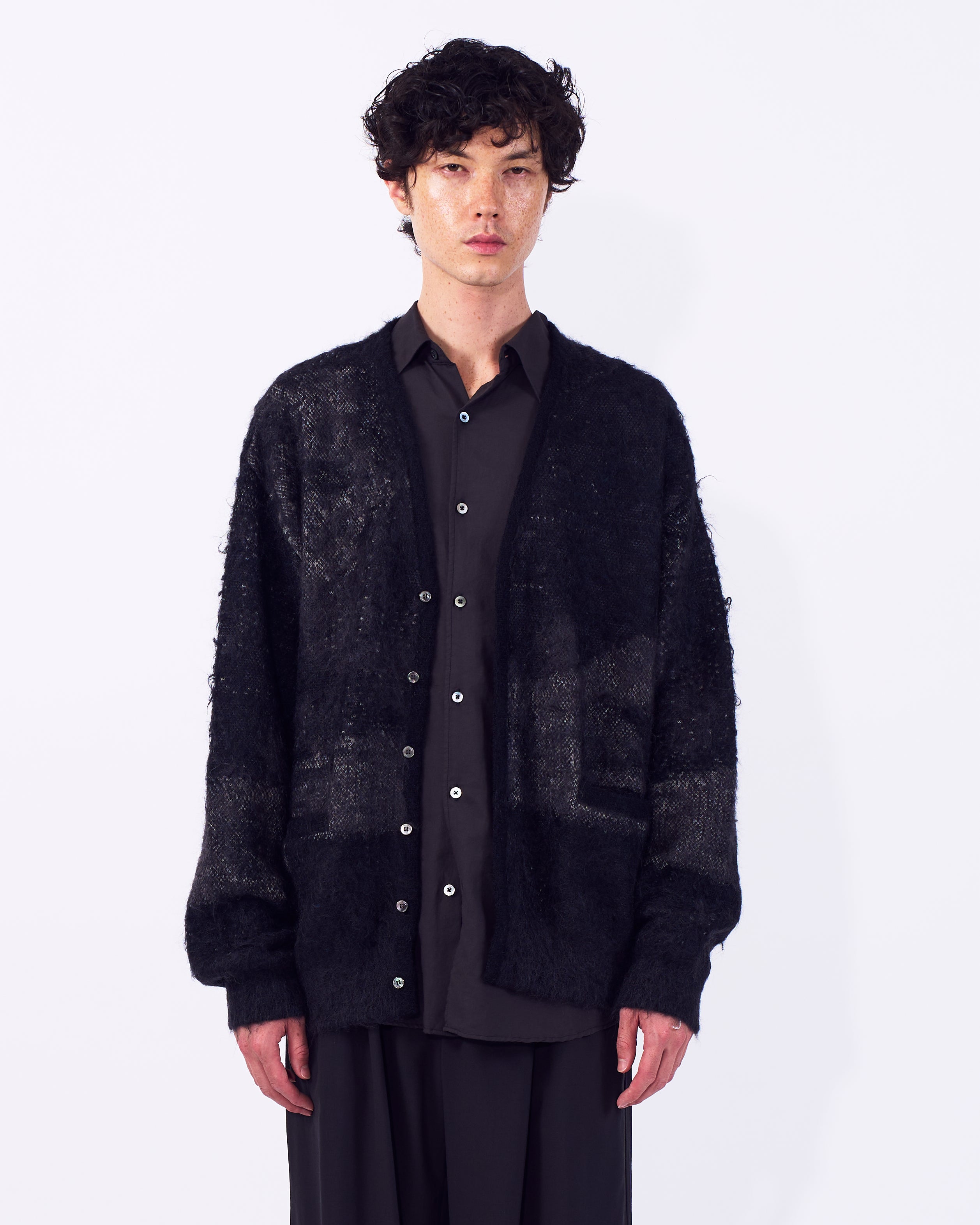 Abstract Jaquard Mohair Cardigan | YOKE Official Website