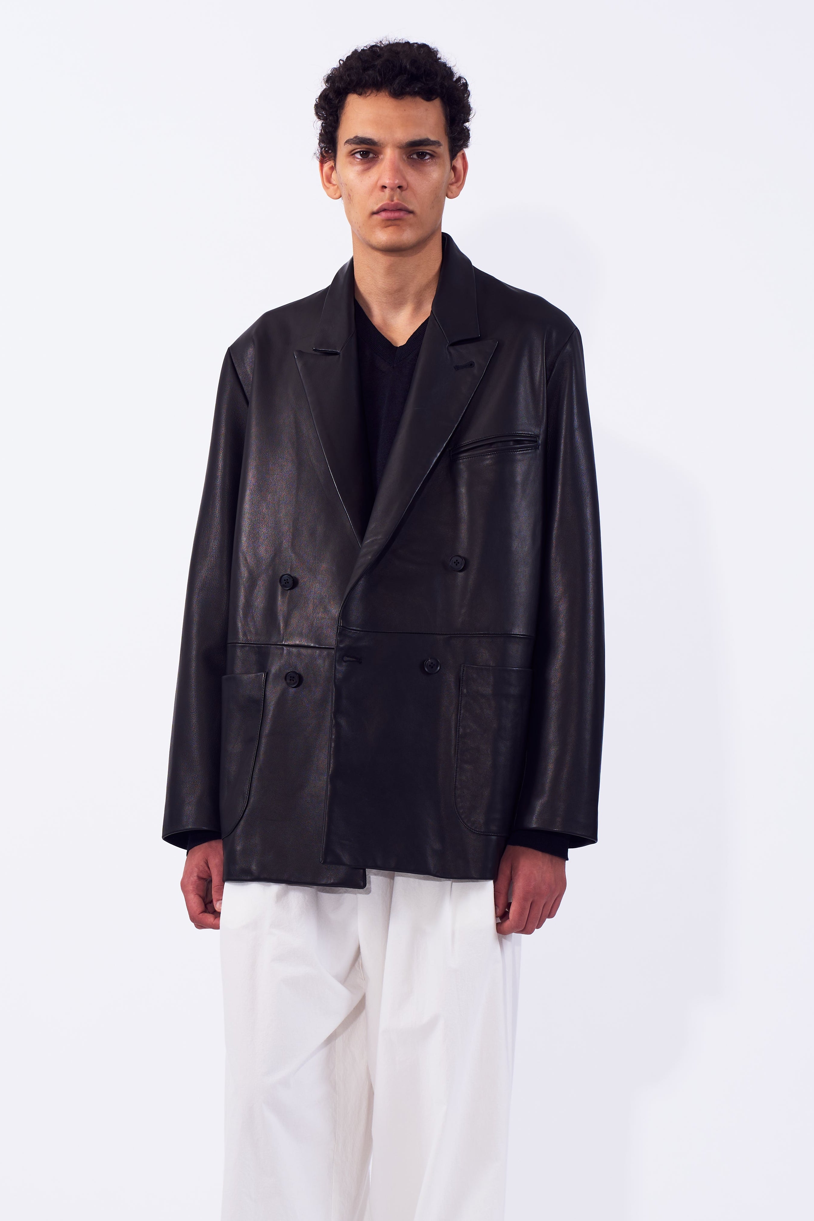 Sheep Leather Double Brested Bleazer | YOKE Official Website