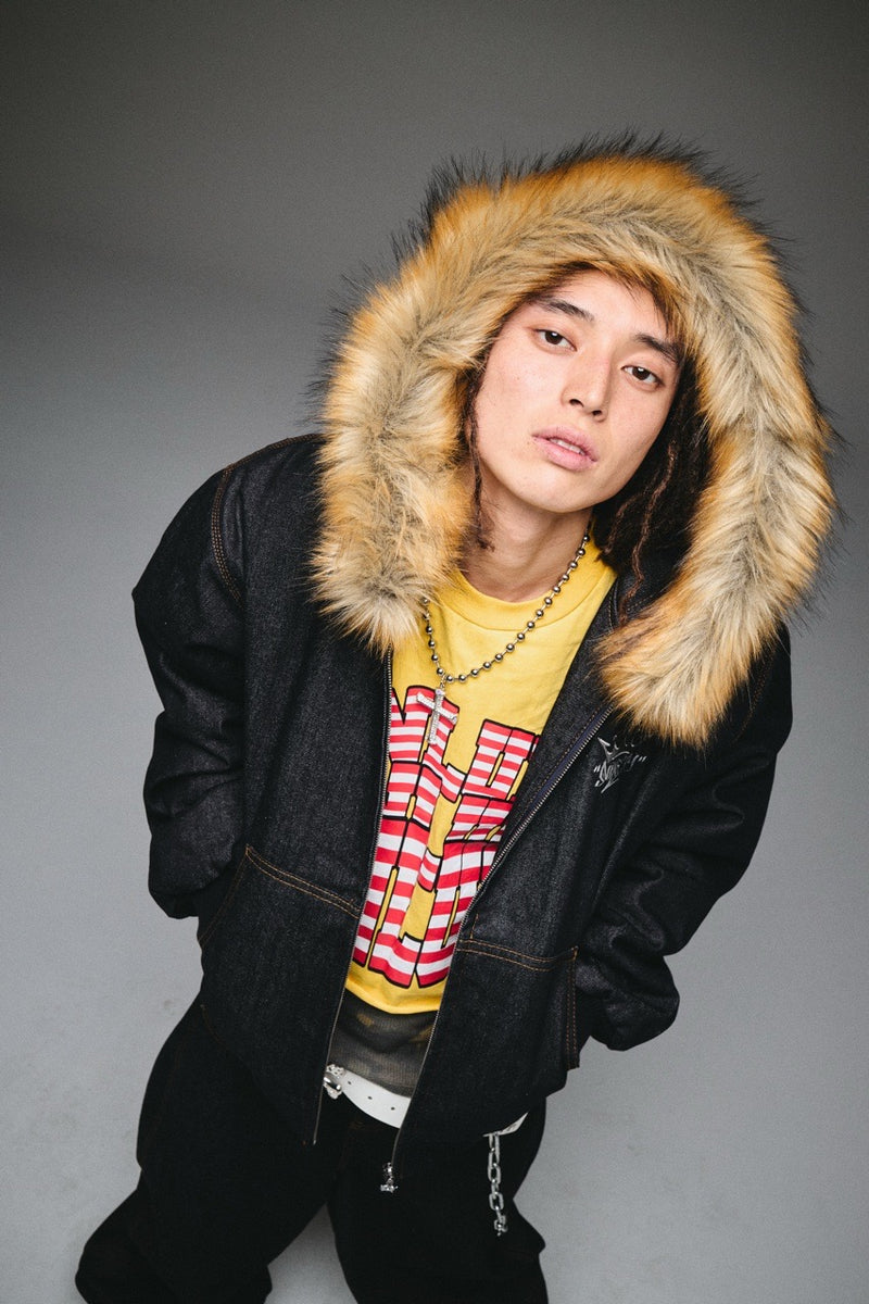 King Logo Slub Denim Far Zip Hoodie – YZ