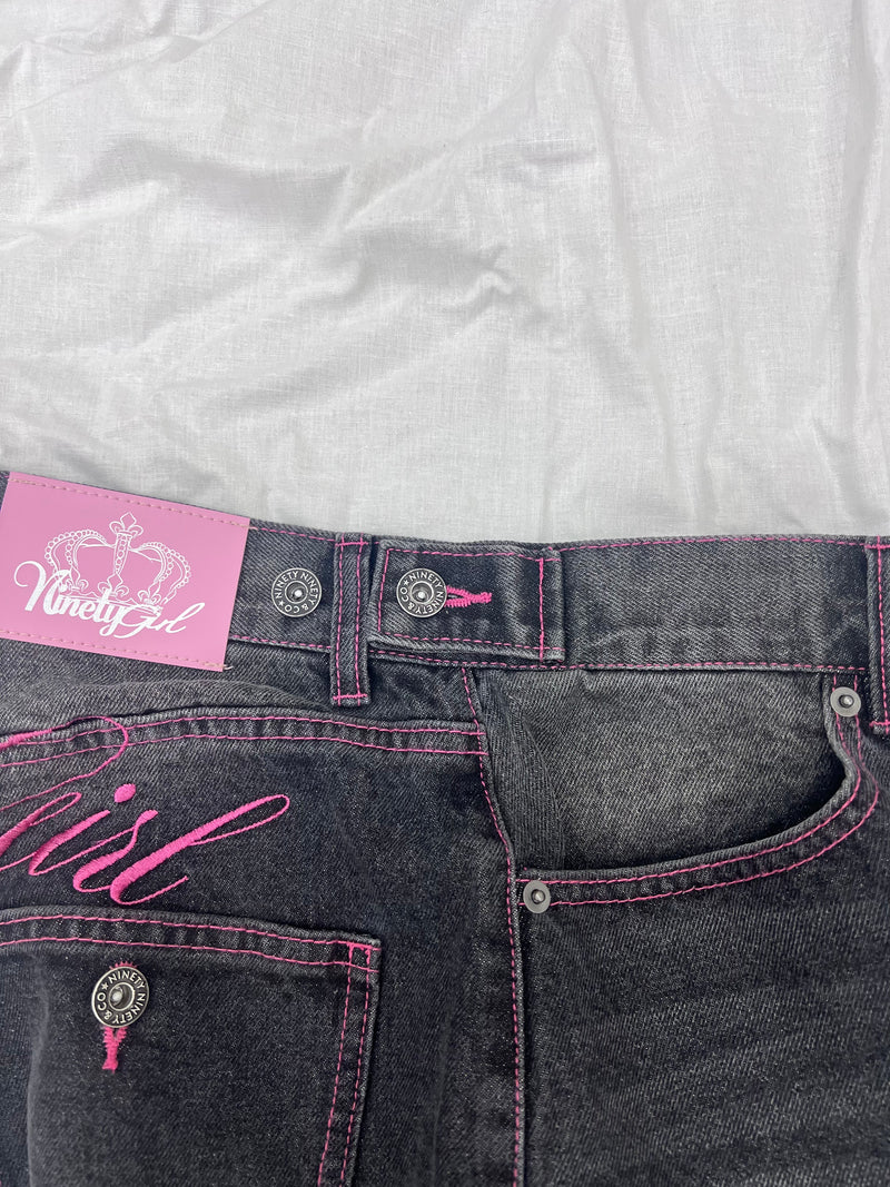 Ninety Girl Logo Buggy Denim Pants – YZ
